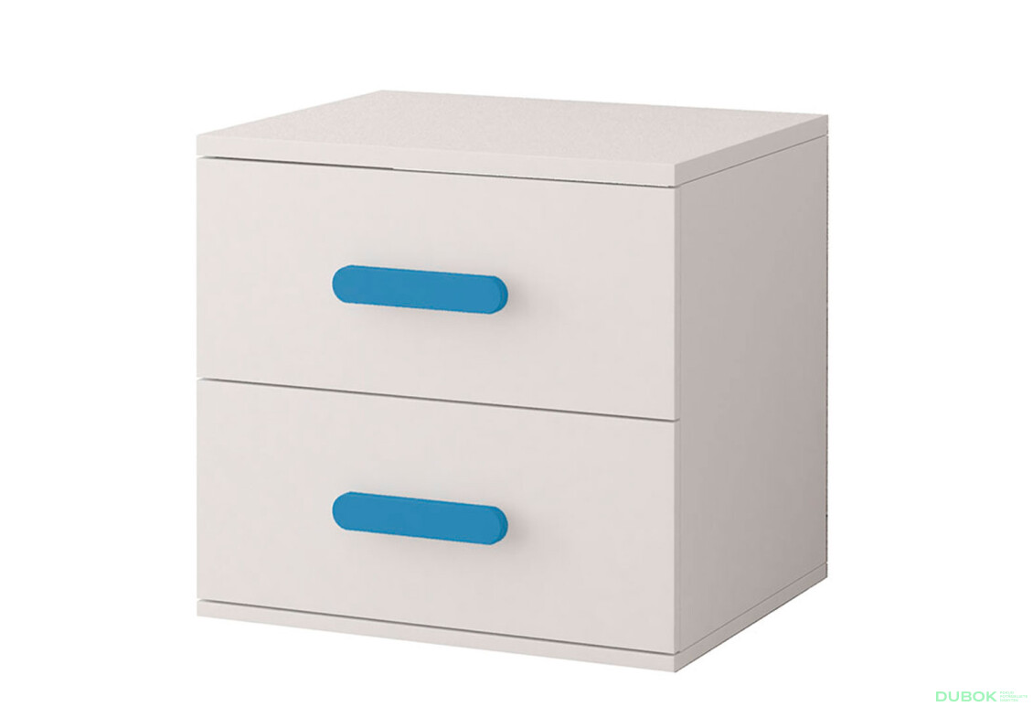 Nočný stolík Šmyk biela, úchytky nebeský Idczak meble