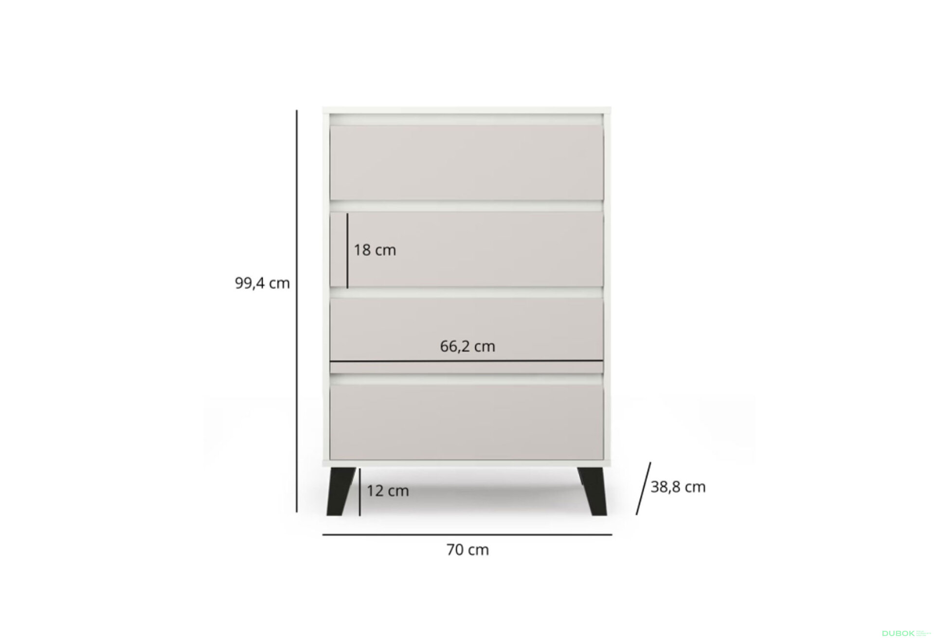 Fotografia 6 - Komoda Borg 4s/70 biela / kašmír