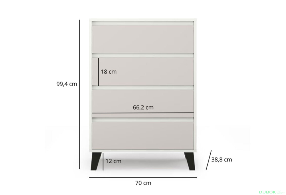 Fotografia 6 - Komoda Borg 4s/70 biela / kašmír