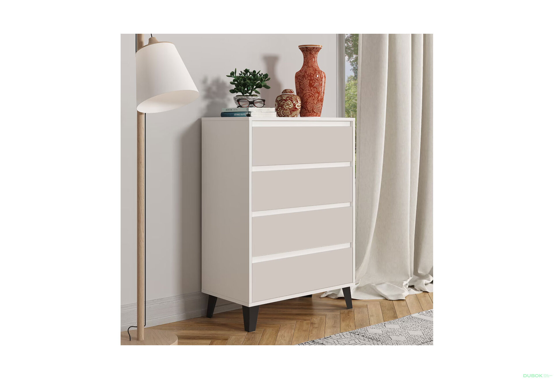 Fotografia 2 - Komoda Borg 4s/70 biela / kašmír