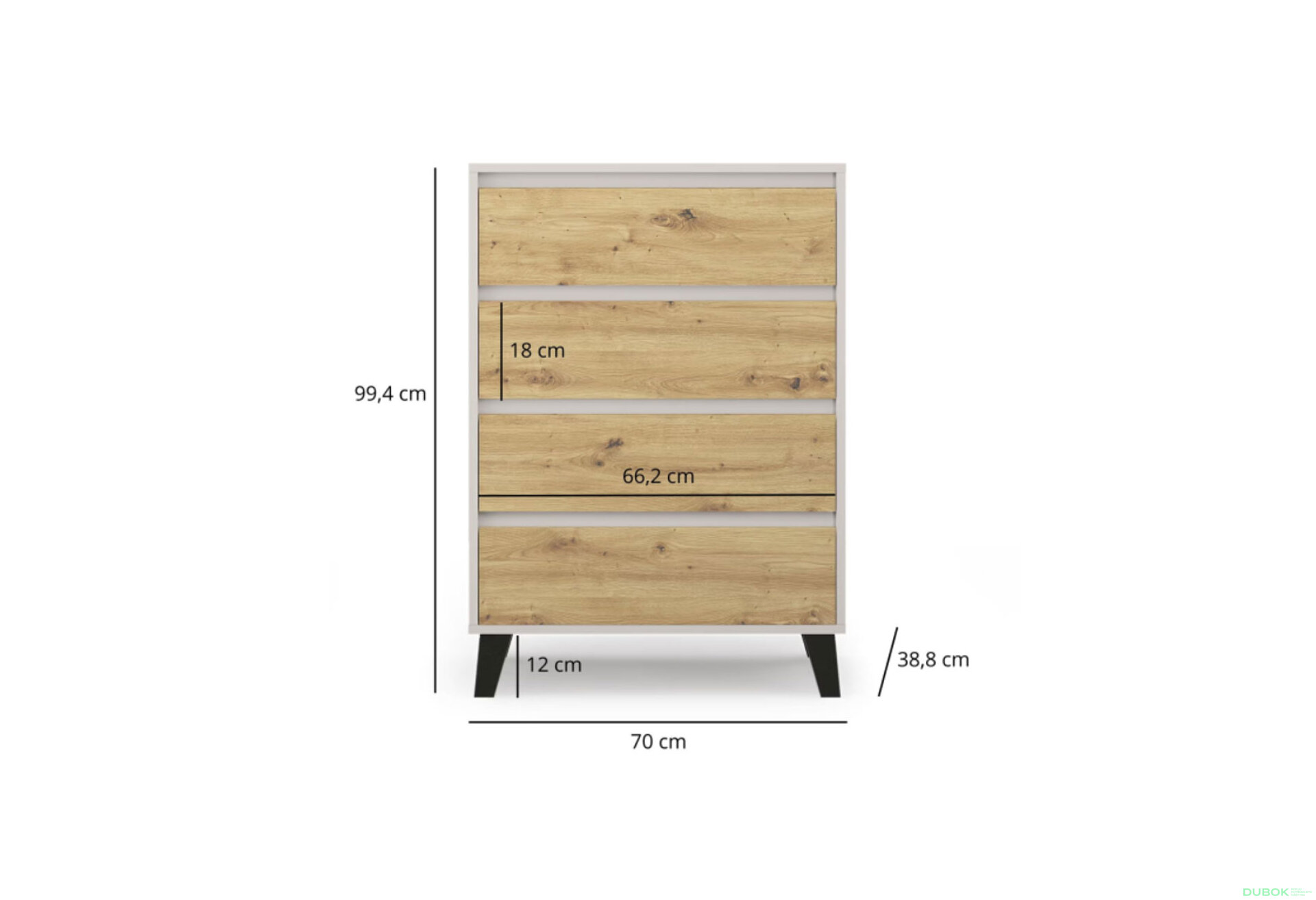 Fotografia 6 - Komoda Borg 4s/70 kašmír / dub artisan