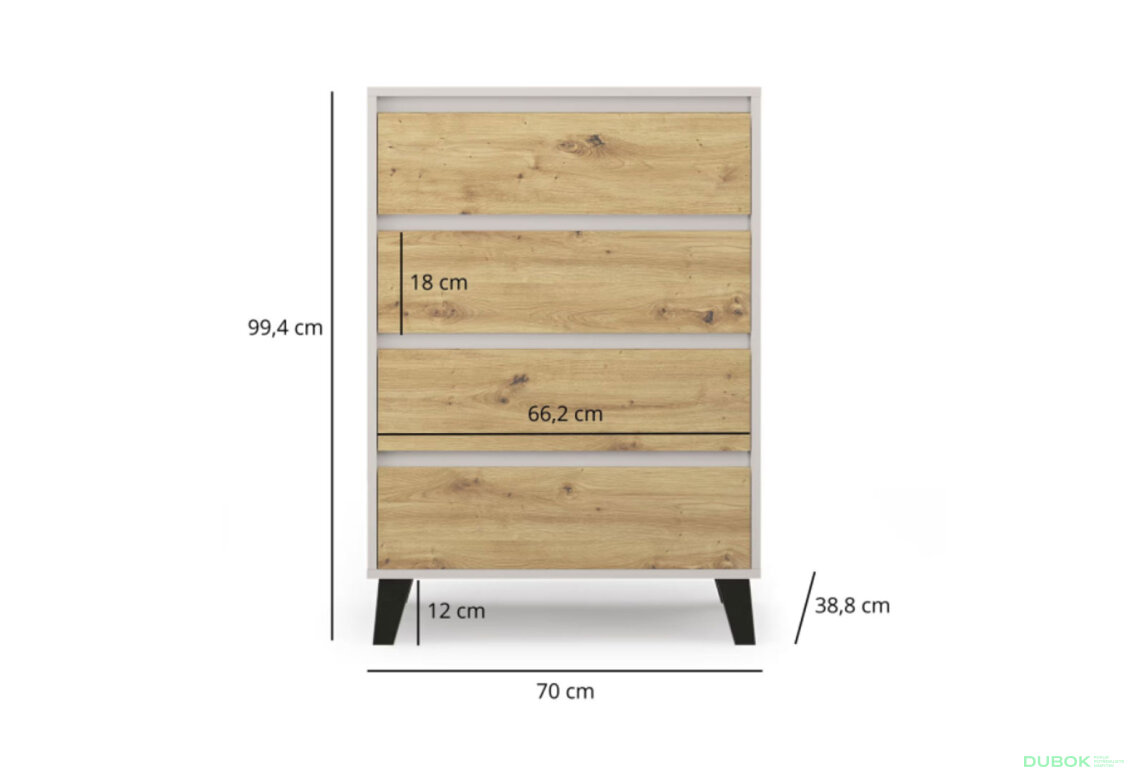 Fotografia 6 - Komoda Borg 4s/70 kašmír / dub artisan