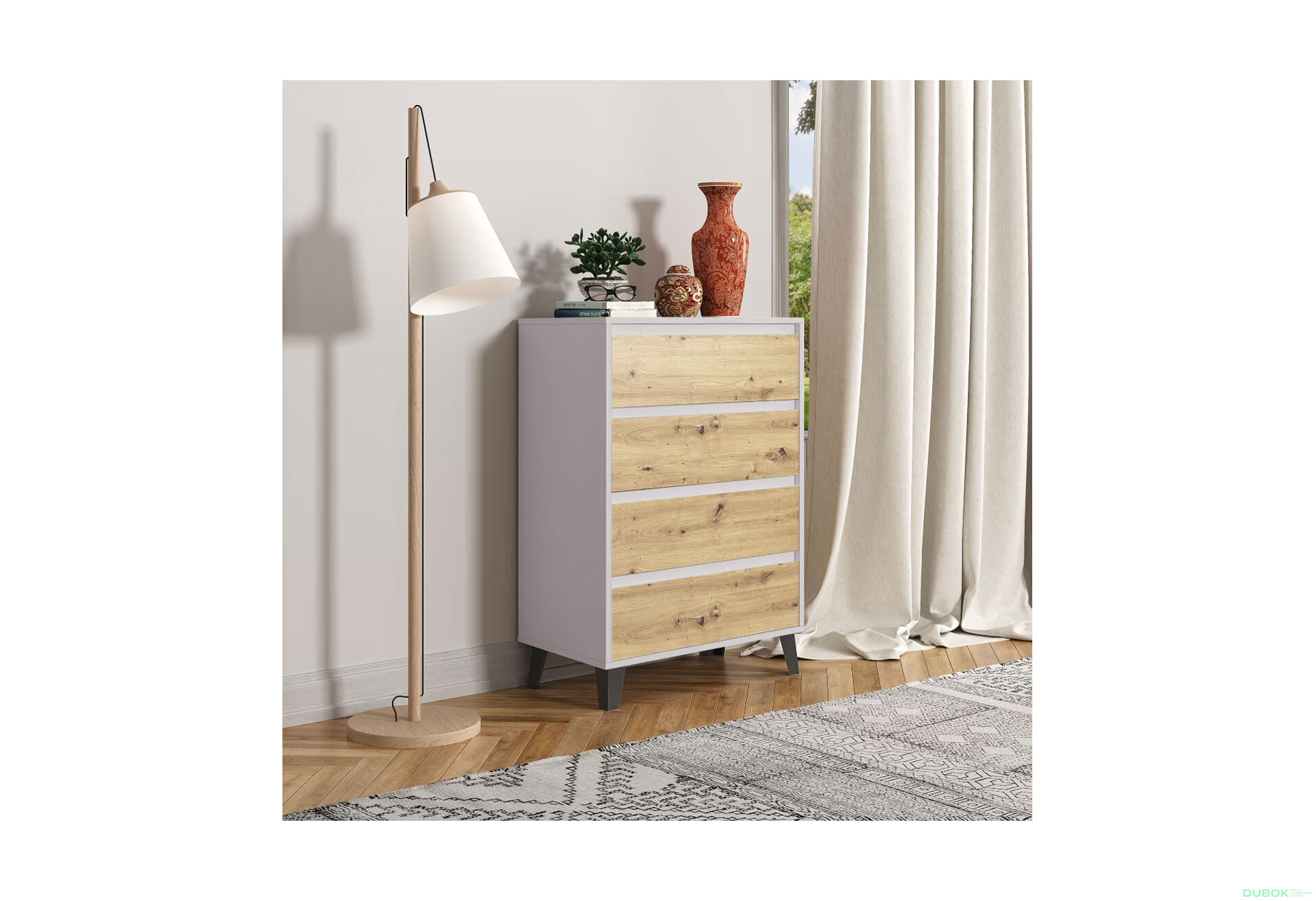 Fotografia 2 - Komoda Borg 4s/70 kašmír / dub artisan