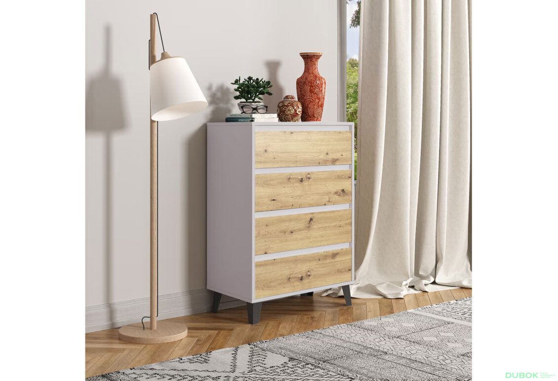 Fotografia 2 - Komoda Borg 4s/70 kašmír / dub artisan