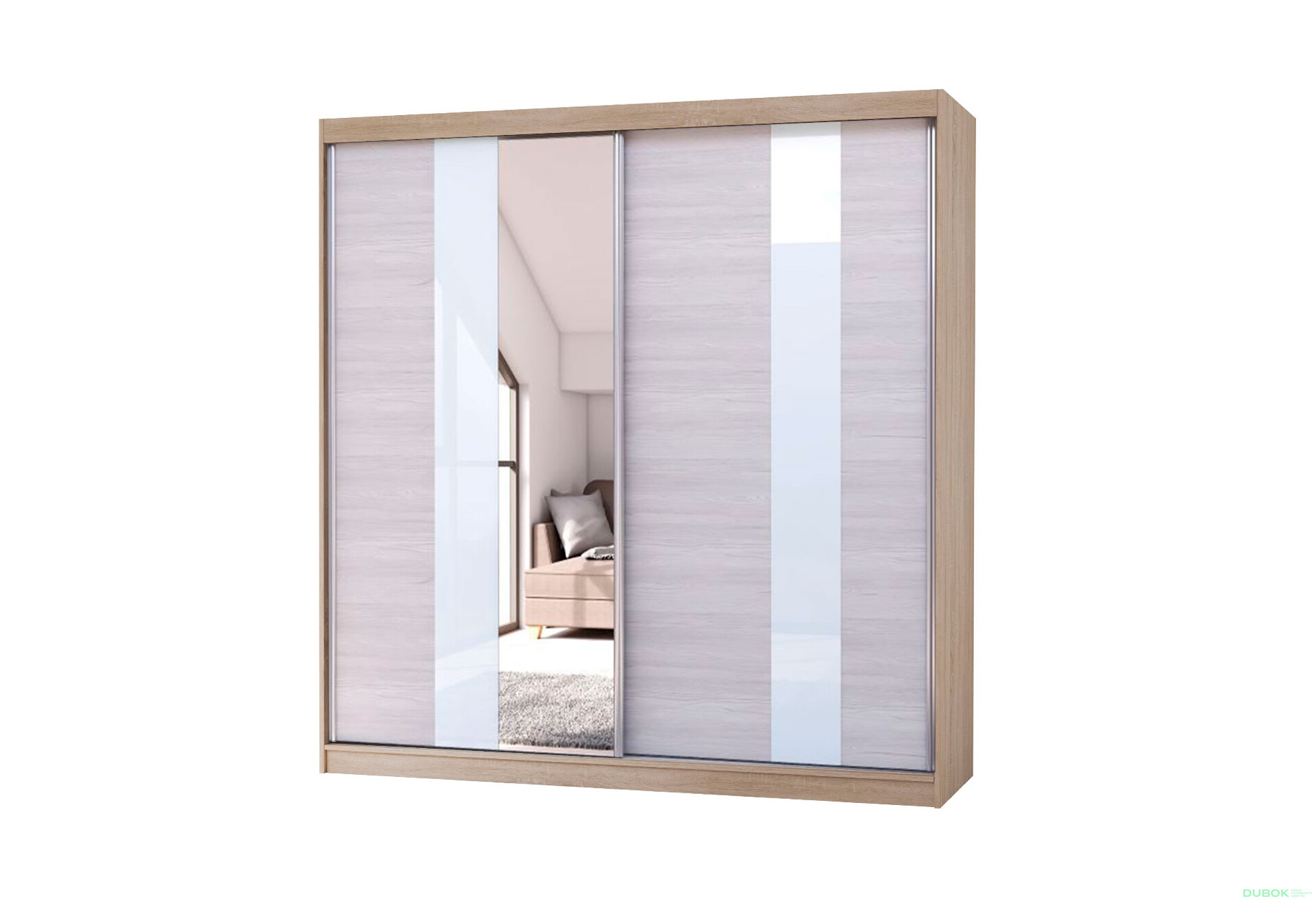 Fotografia 1 - Skriňa Multi 32, 203 dub sonoma + fasáda kathult + lacobel + zrkadlo