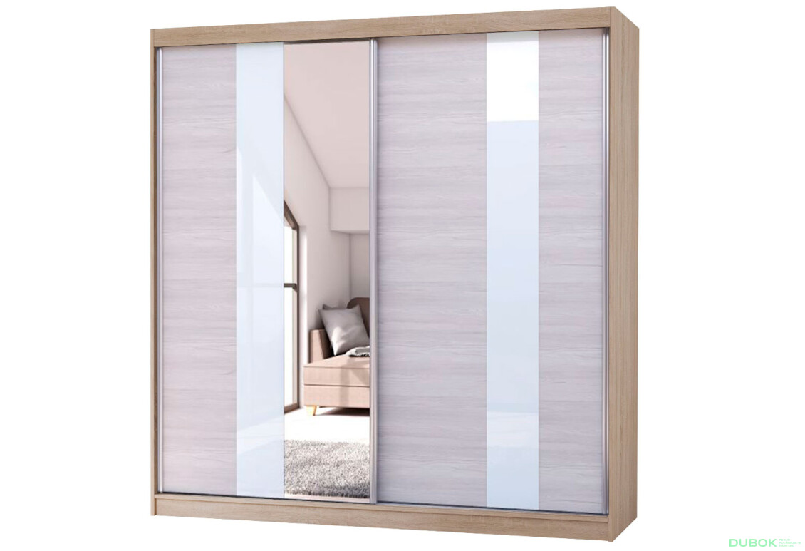Skriňa Multi 32, 203 dub sonoma + fasáda kathult + lacobel + zrkadlo