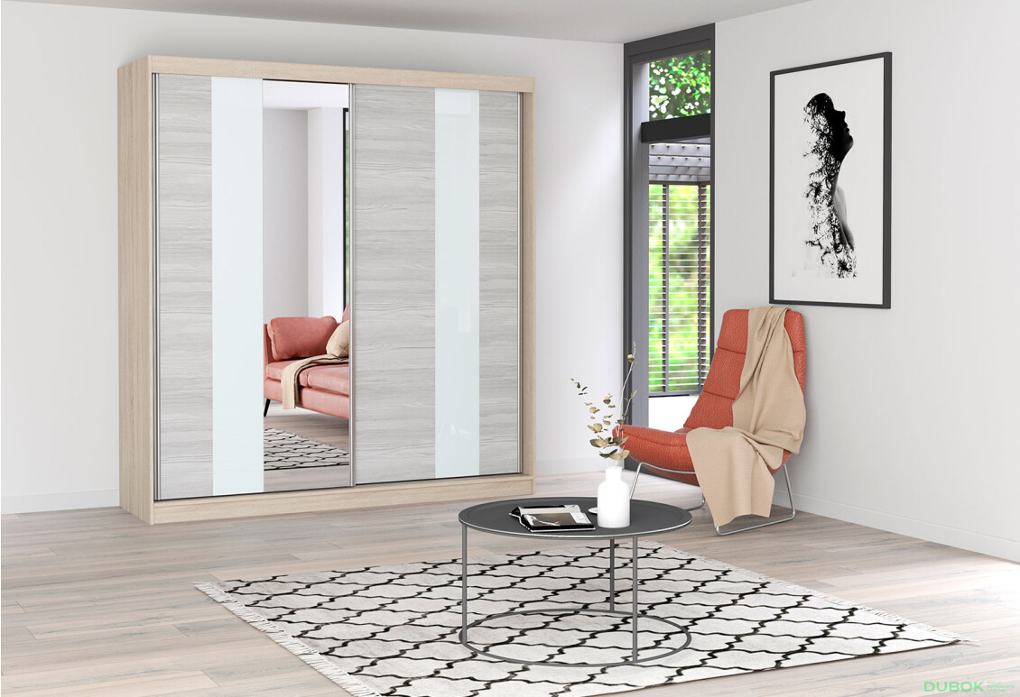 Fotografia 3 - Skriňa Multi 32, 203 dub sonoma + fasáda kathult + lacobel + zrkadlo