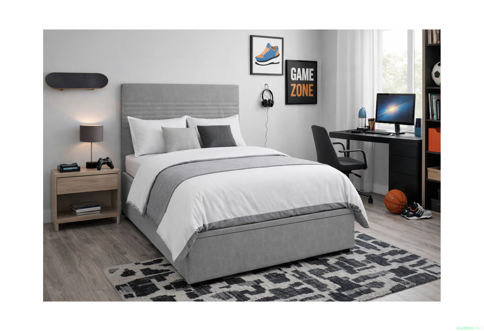 Fotografia 4 - Posteľ Fro Line 120x200 s roštom, úložným priestorom Mono 246, sivá