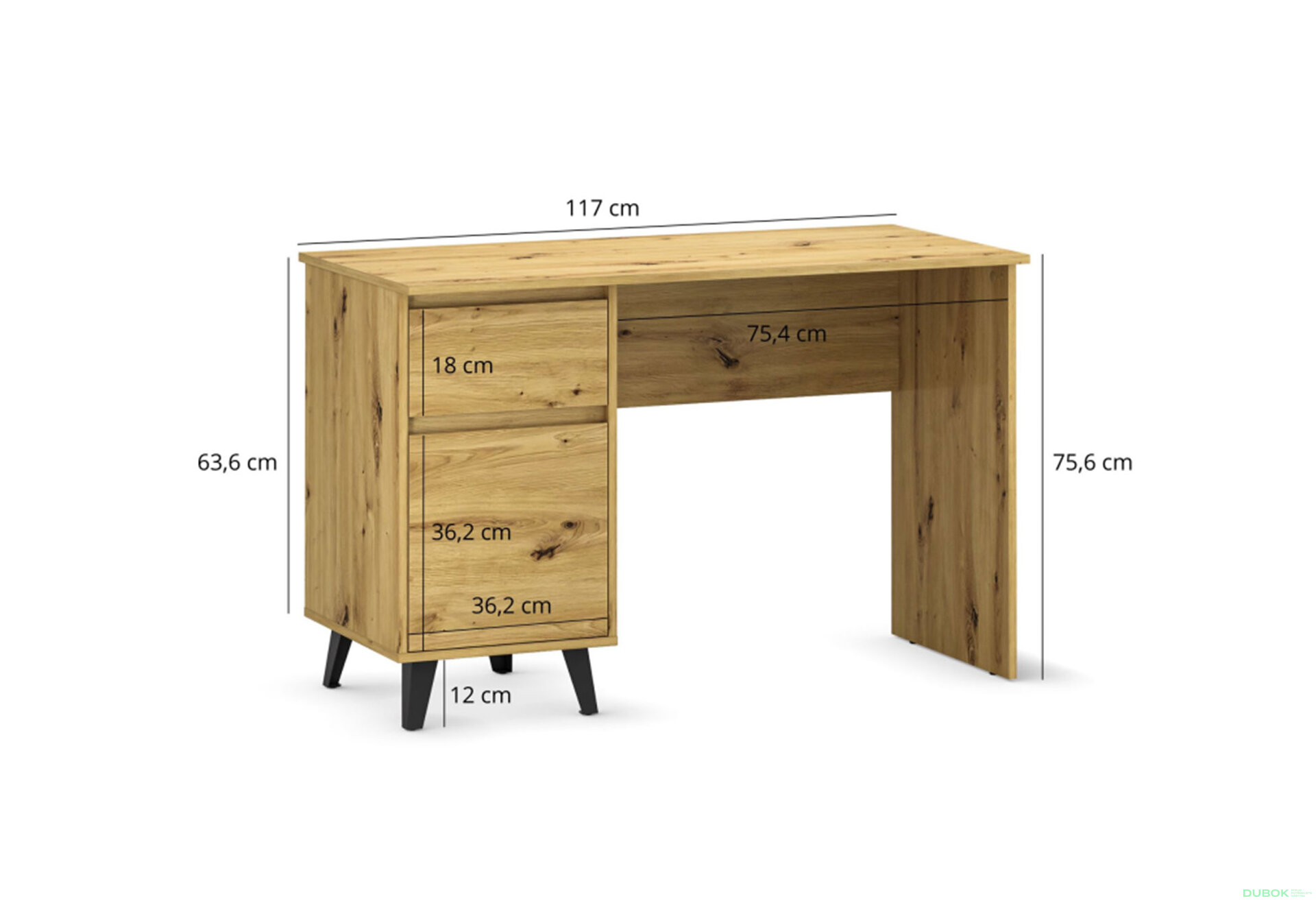 Fotografia 6 - Písací stôl Borg 1d1s/120 dub artisan