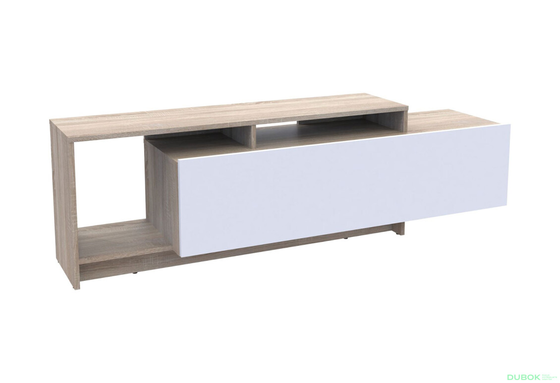 Fotografia 5 - TV stolík U2 dub sonoma / biely drevotrieska 160x38x48