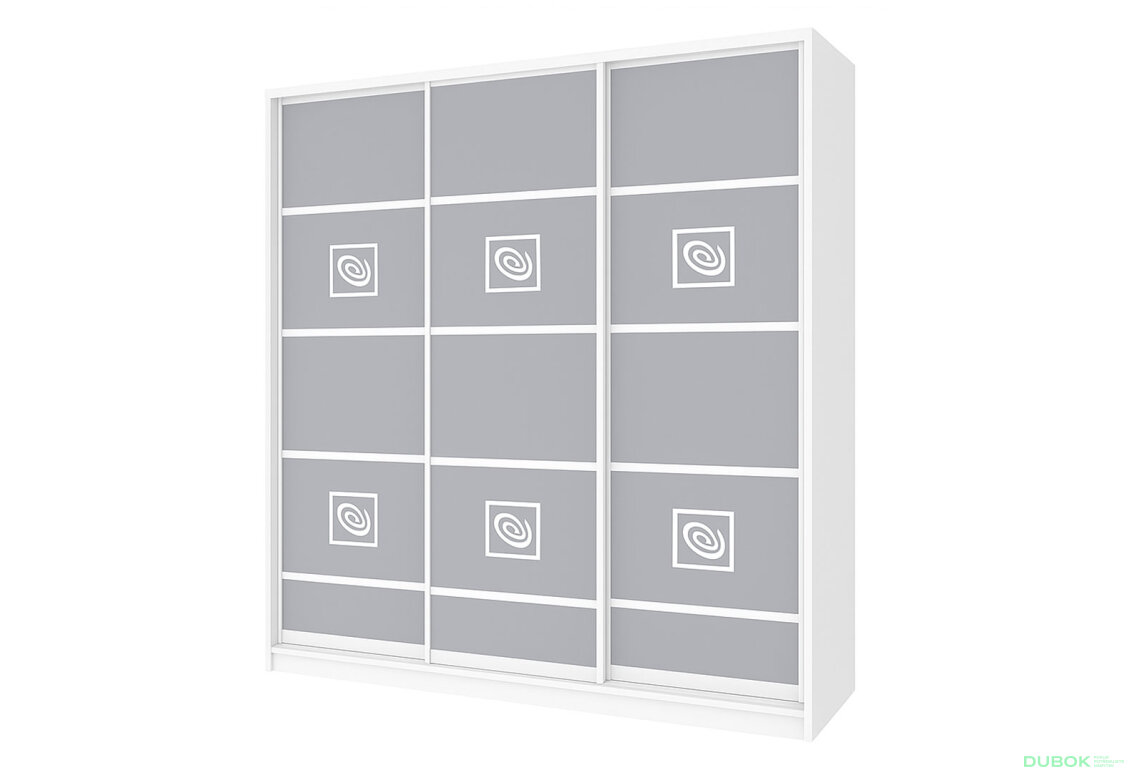 Skriňa Rim-Veneziano 3D 2.0 m s umeleckým matovaním na zrkadle 0378, biela