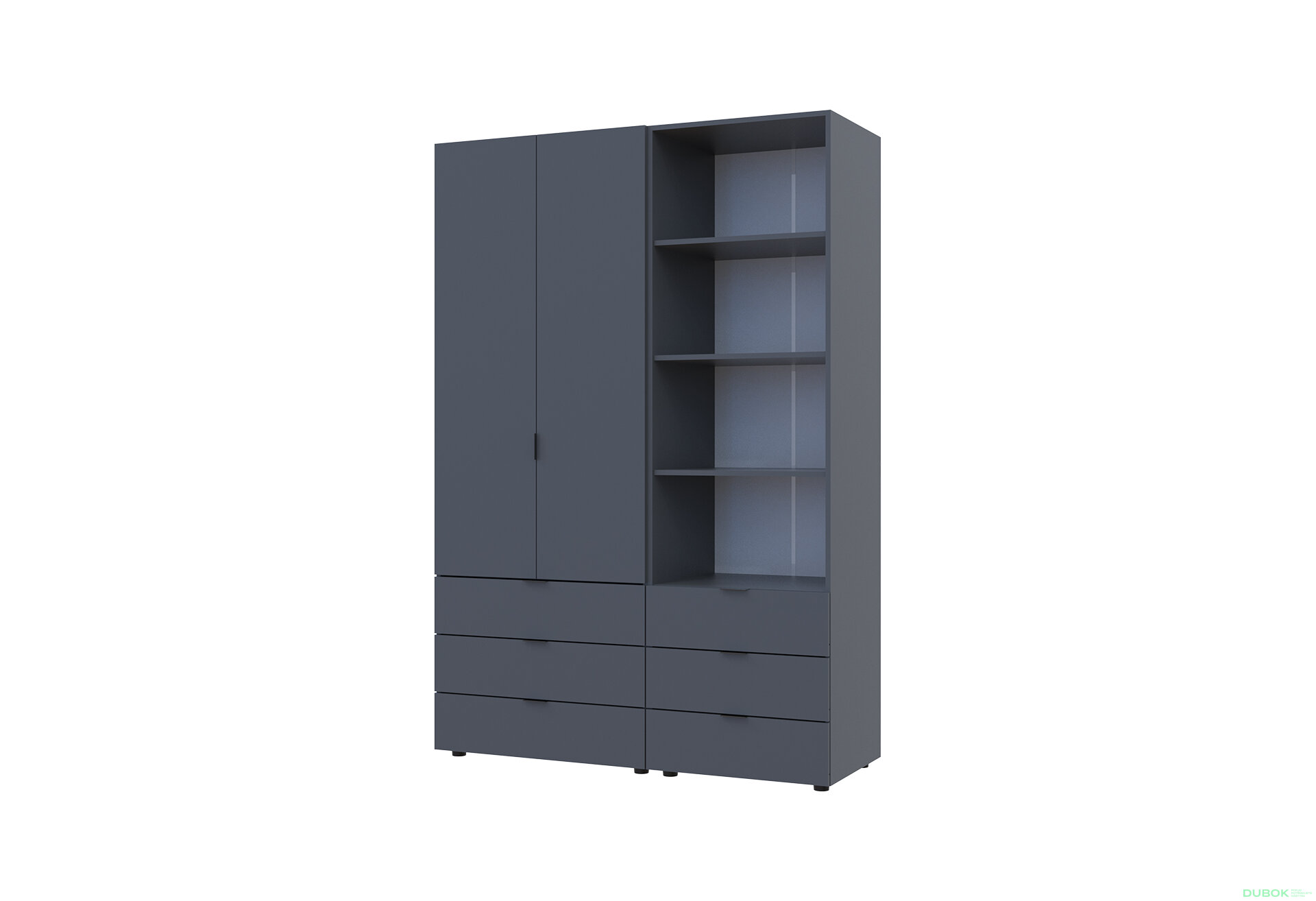 Fotografia 1 - Skriňa 2D s regálom s zásuvkami Gelar 137.5 cm grafit