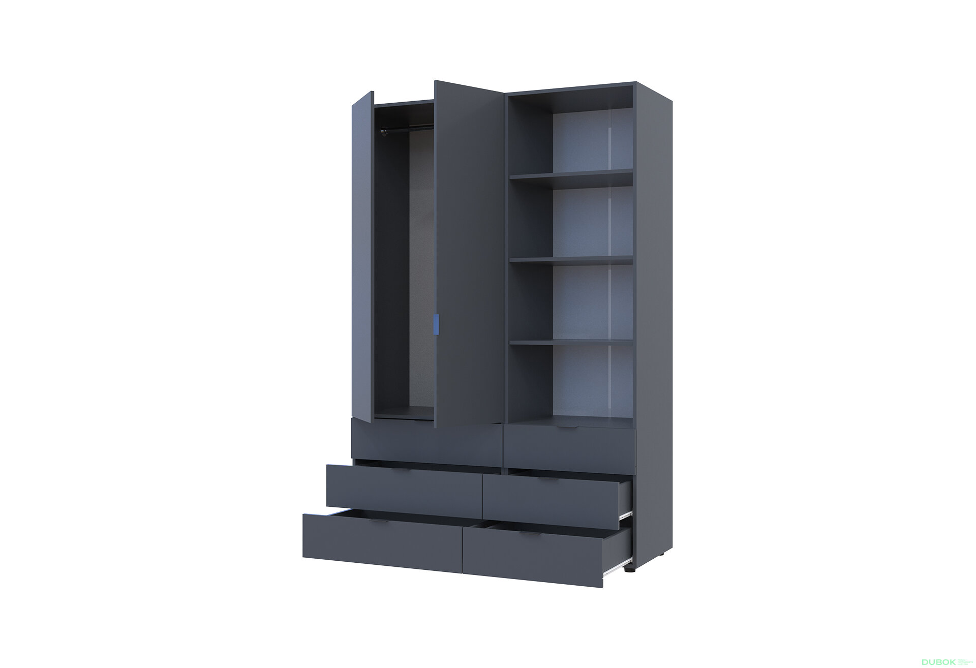 Fotografia 2 - Skriňa 2D s regálom s zásuvkami Gelar 137.5 cm grafit