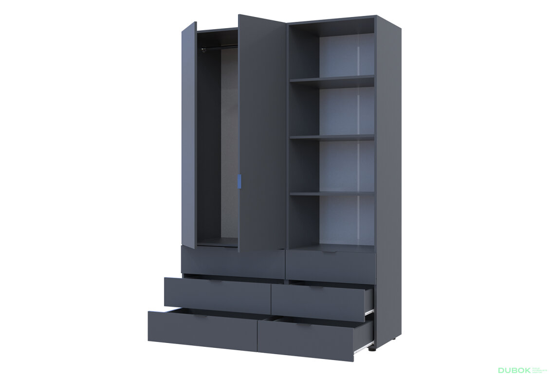 Fotografia 2 - Skriňa 2D s regálom s zásuvkami Gelar 137.5 cm grafit