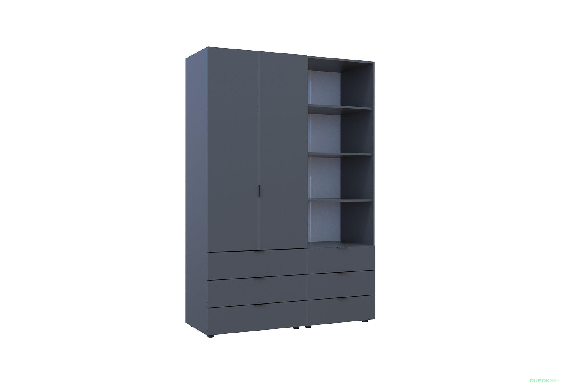 Fotografia 3 - Skriňa 2D s regálom s zásuvkami Gelar 137.5 cm grafit