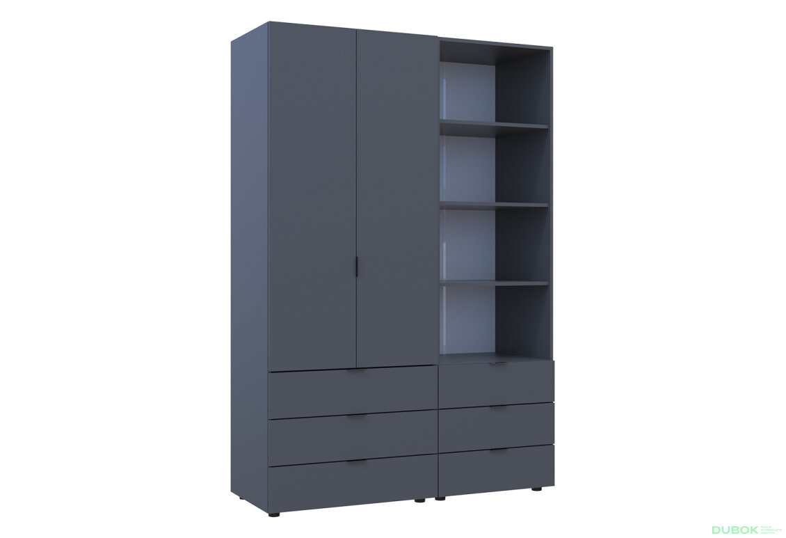 Fotografia 3 - Skriňa 2D s regálom s zásuvkami Gelar 137.5 cm grafit