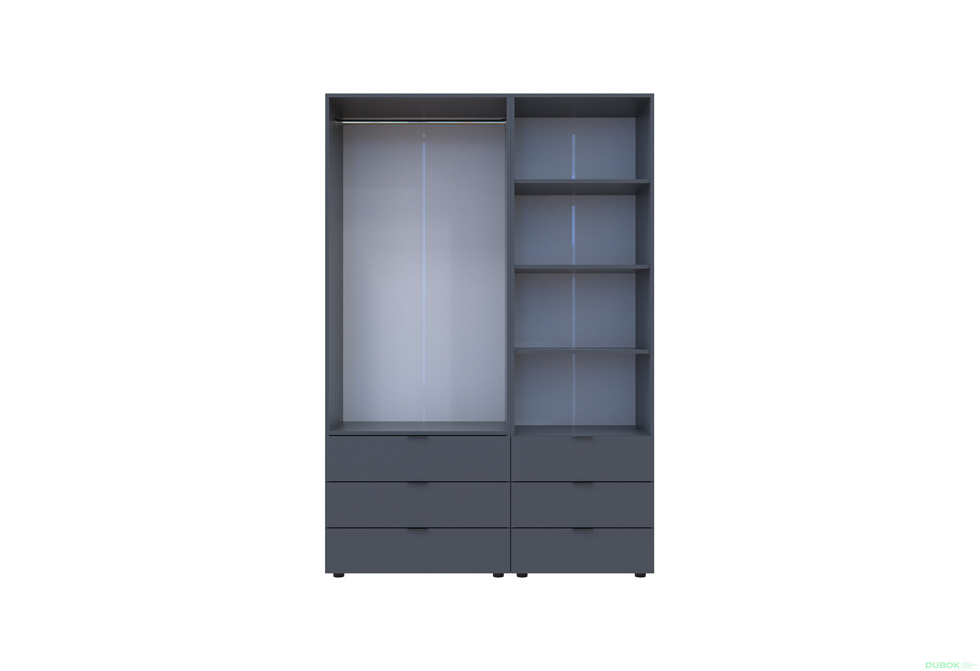 Fotografia 4 - Skriňa 2D s regálom s zásuvkami Gelar 137.5 cm grafit