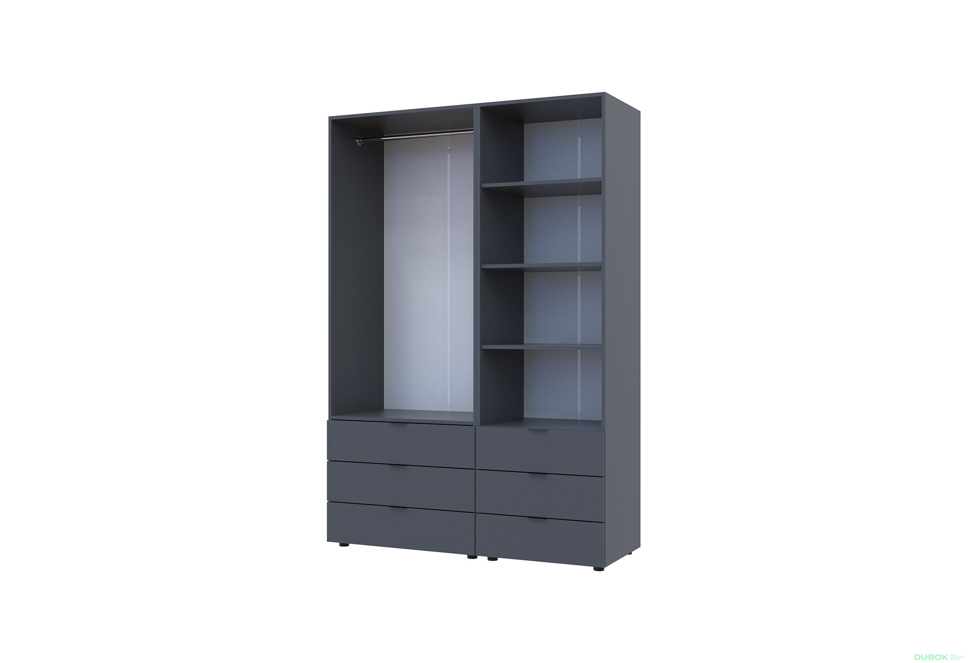 Fotografia 5 - Skriňa 2D s regálom s zásuvkami Gelar 137.5 cm grafit