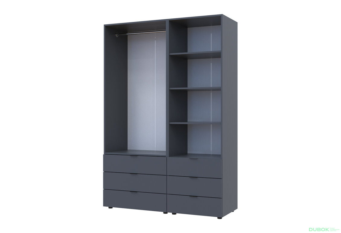 Fotografia 5 - Skriňa 2D s regálom s zásuvkami Gelar 137.5 cm grafit