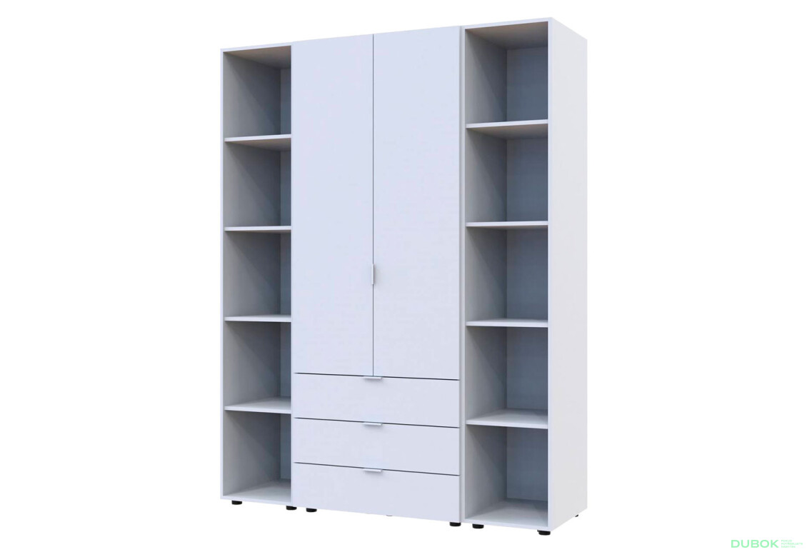 Skriňa dvojdverová s 2 regálmi Gelar 153.9 cm Biela - Fotografia 1 Fotografia 1 - Skriňa dvojdverová s 2 regálmi Gelar 153.9 cm Biela