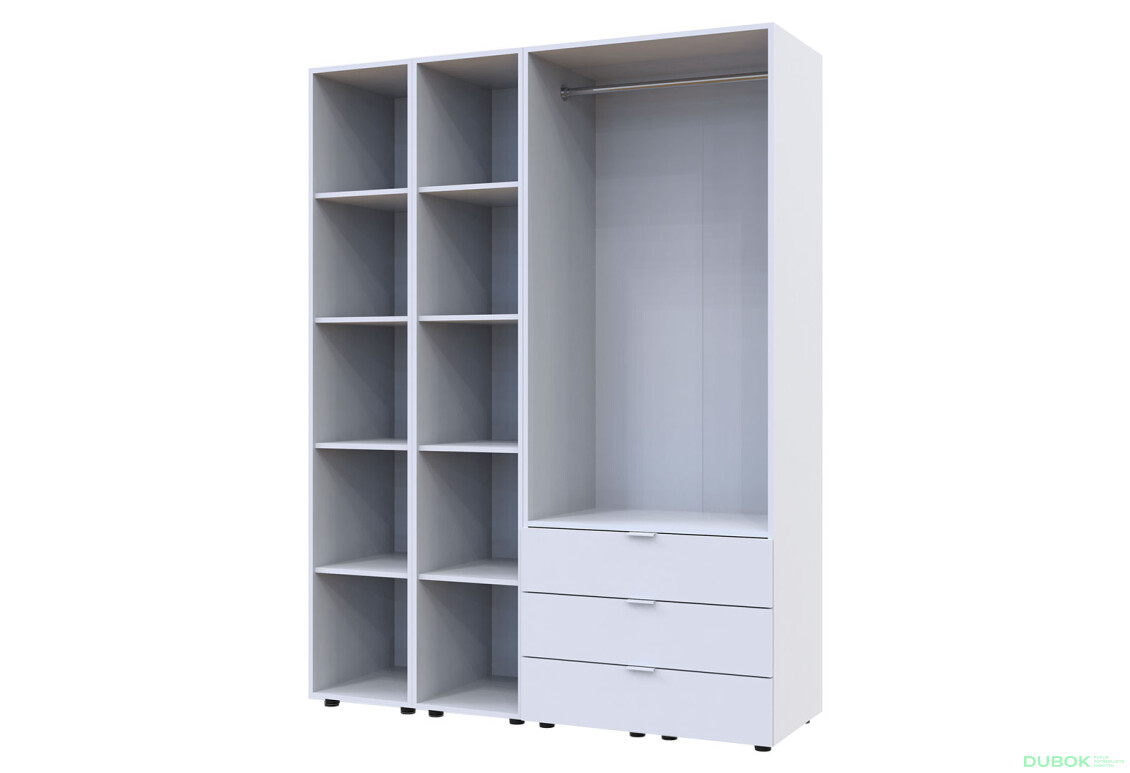 Fotografia 3 - Skriňa dvojdverová s 2 regálmi Gelar 153.9 cm Biela