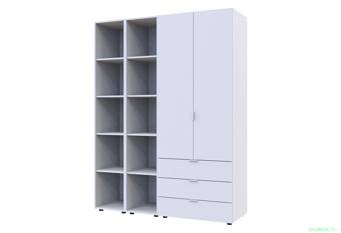 Fotografia 6 - Skriňa dvojdverová s 2 regálmi Gelar 153.9 cm Biela