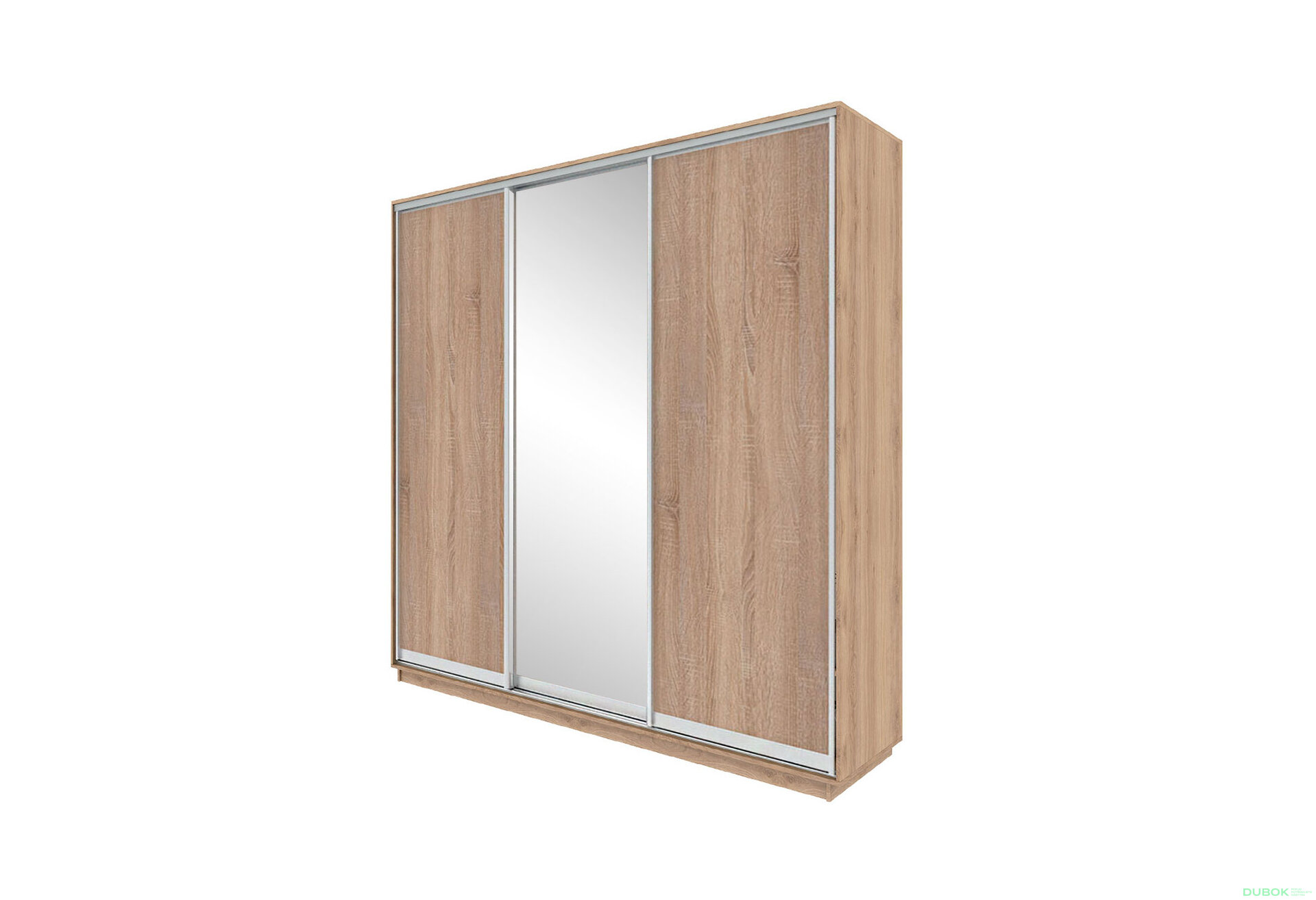 Fotografia 1 - Skriňa s posuvnými dverami 2200x2500x600 2DTD zrkadlo Dub Sonoma, profil strieborný