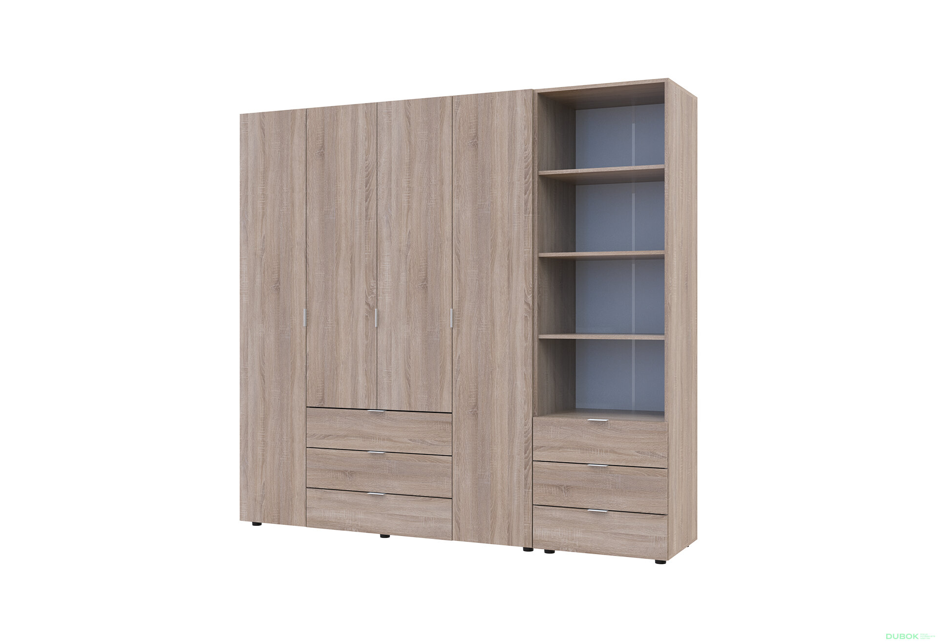 Fotografia 1 - Skriňa 4D s regálom s zásuvkami Gelar 215 cm dub sonoma