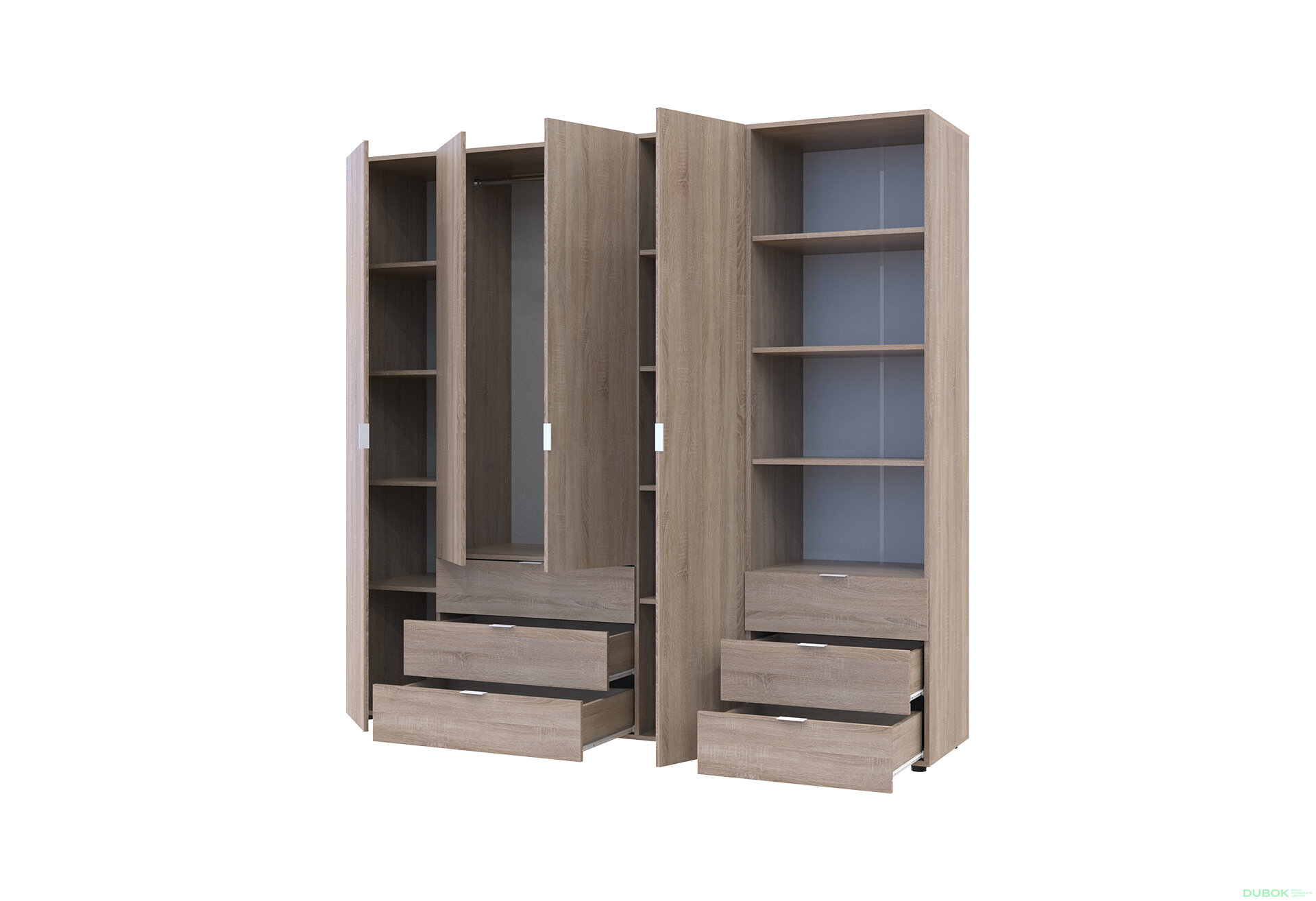 Fotografia 2 - Skriňa 4D s regálom s zásuvkami Gelar 215 cm dub sonoma