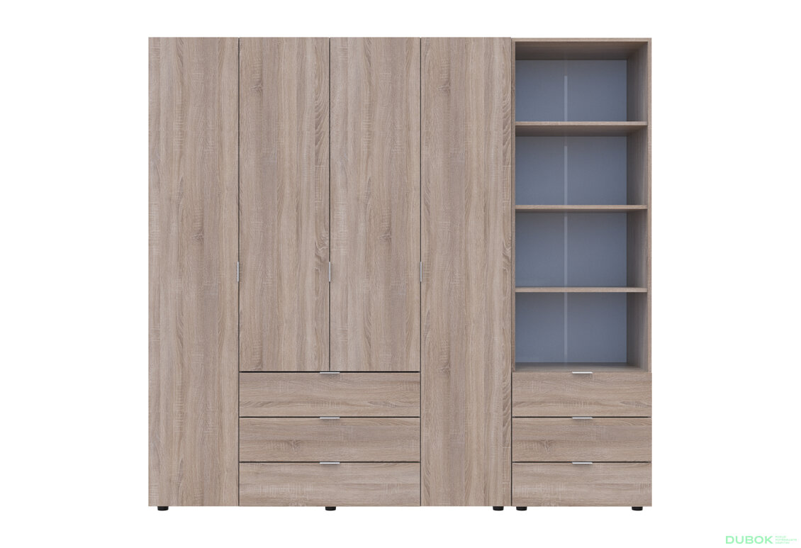 Fotografia 3 - Skriňa 4D s regálom s zásuvkami Gelar 215 cm dub sonoma