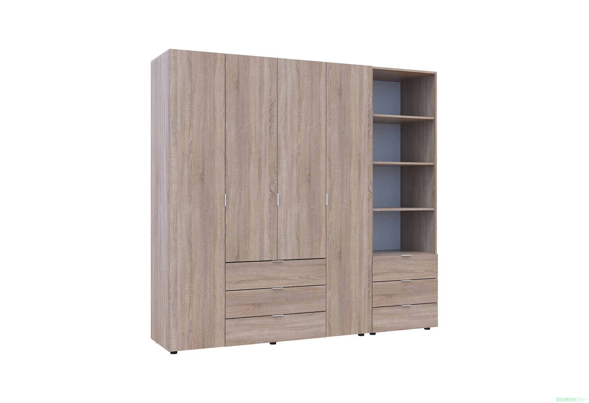Fotografia 4 - Skriňa 4D s regálom s zásuvkami Gelar 215 cm dub sonoma