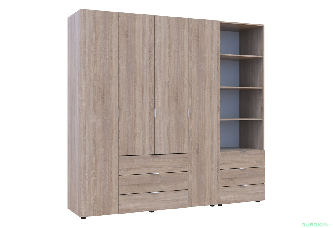 Fotografia 4 - Skriňa 4D s regálom s zásuvkami Gelar 215 cm dub sonoma