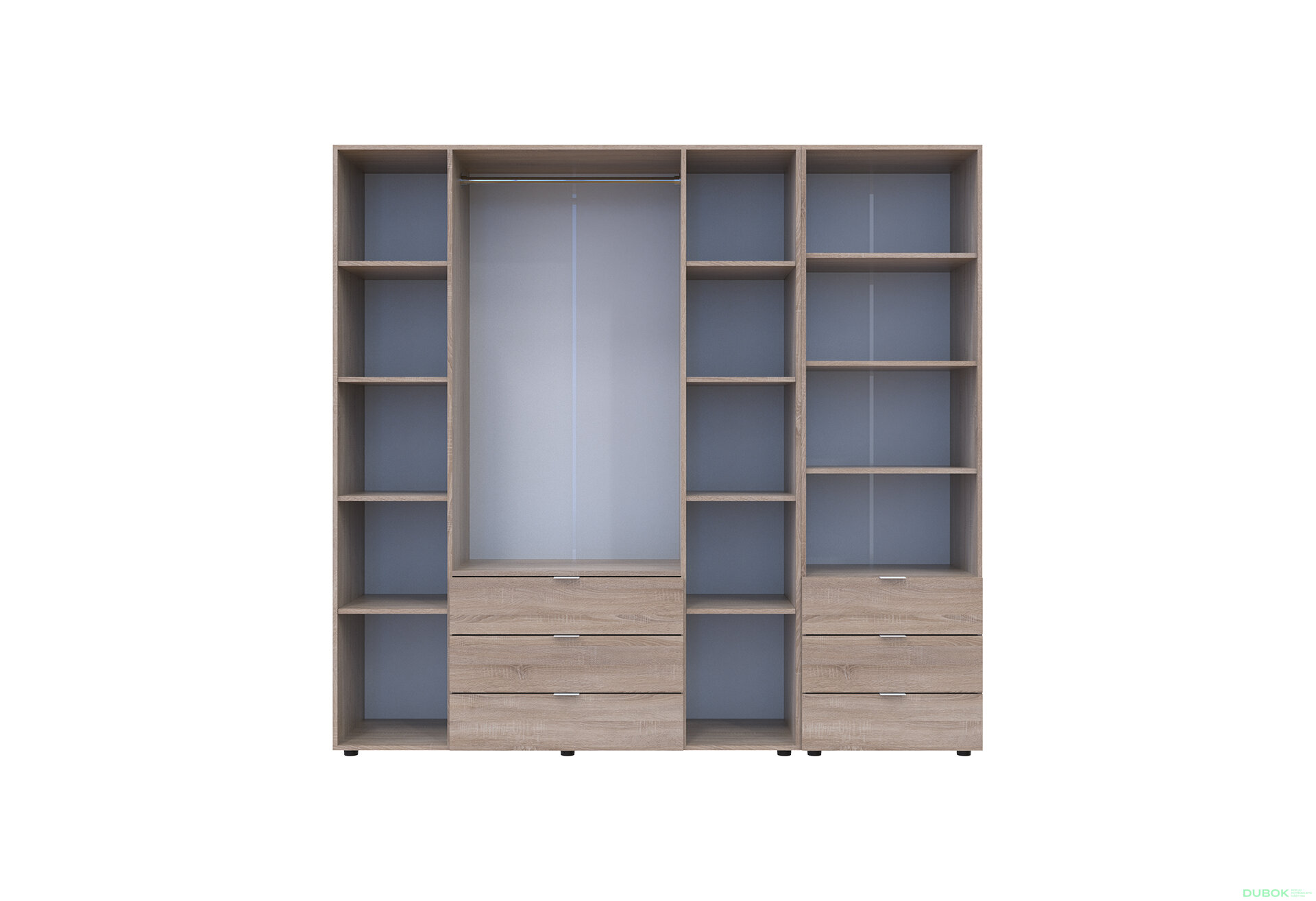 Fotografia 5 - Skriňa 4D s regálom s zásuvkami Gelar 215 cm dub sonoma