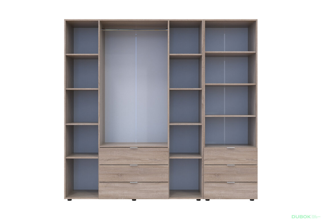 Fotografia 5 - Skriňa 4D s regálom s zásuvkami Gelar 215 cm dub sonoma