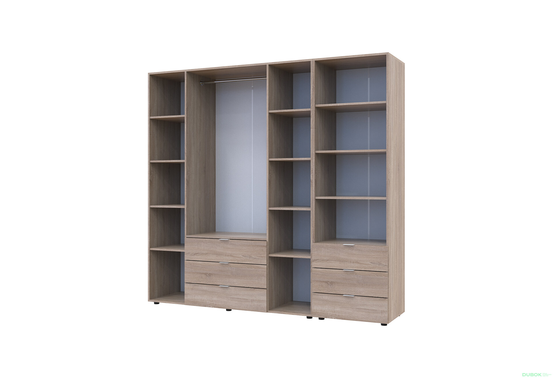 Fotografia 6 - Skriňa 4D s regálom s zásuvkami Gelar 215 cm dub sonoma