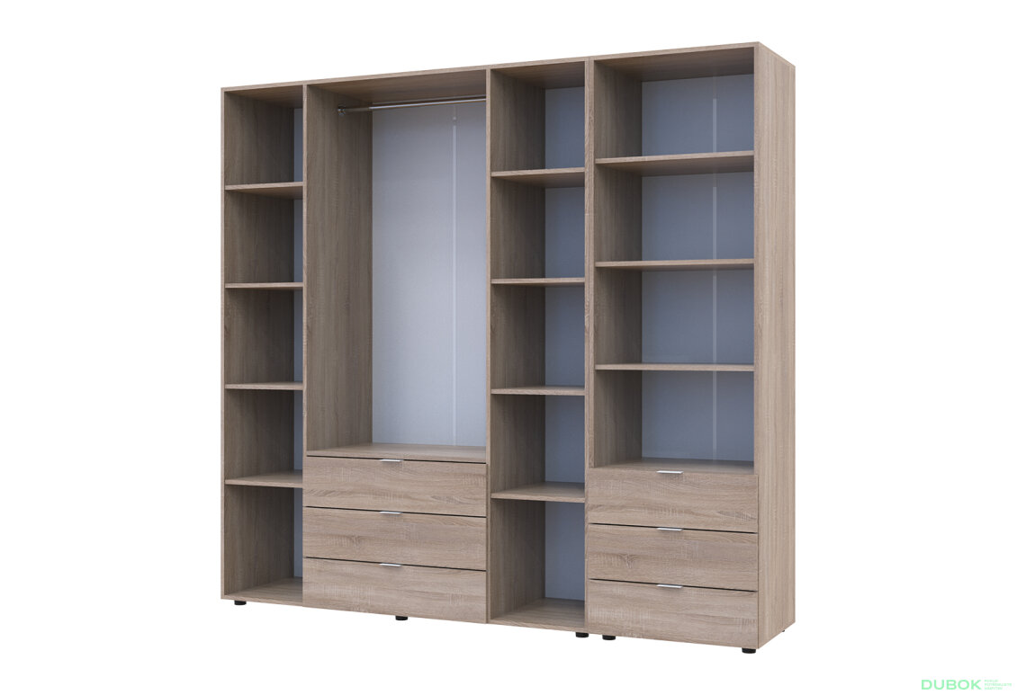 Fotografia 6 - Skriňa 4D s regálom s zásuvkami Gelar 215 cm dub sonoma