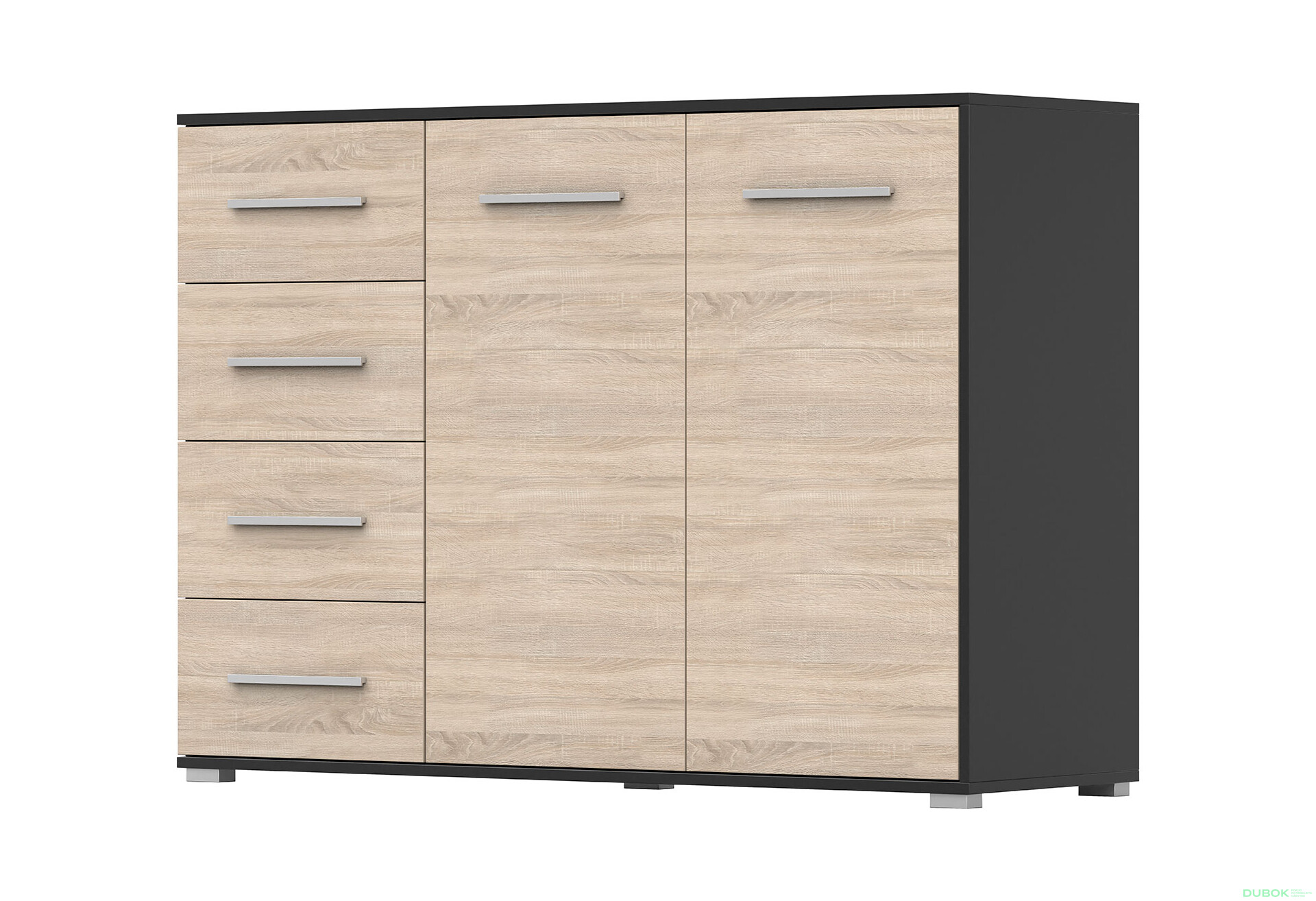 Fotografia 1 - Komoda Frida 01 135 2D4S čierna / dub sonoma