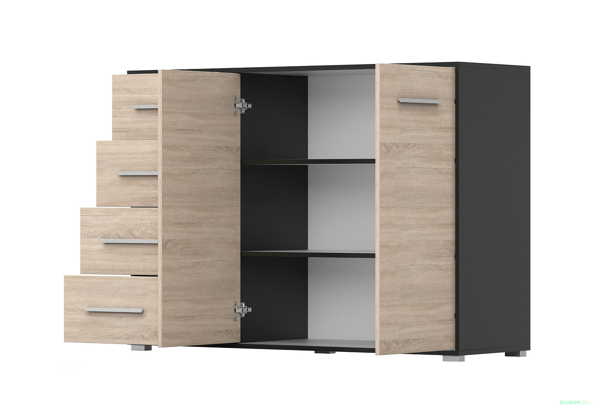 Fotografia 6 - Komoda Frida 01 135 2D4S čierna / dub sonoma