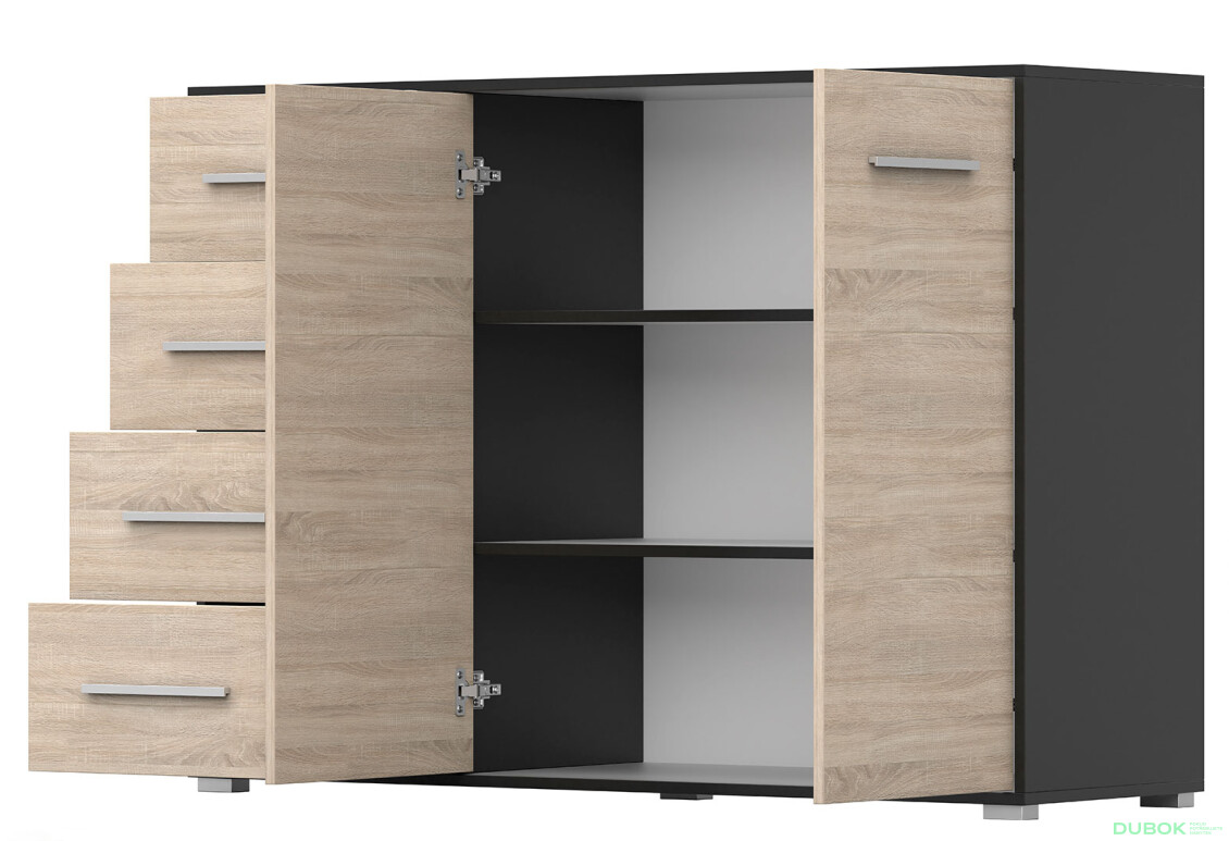 Fotografia 6 - Komoda Frida 01 135 2D4S čierna / dub sonoma