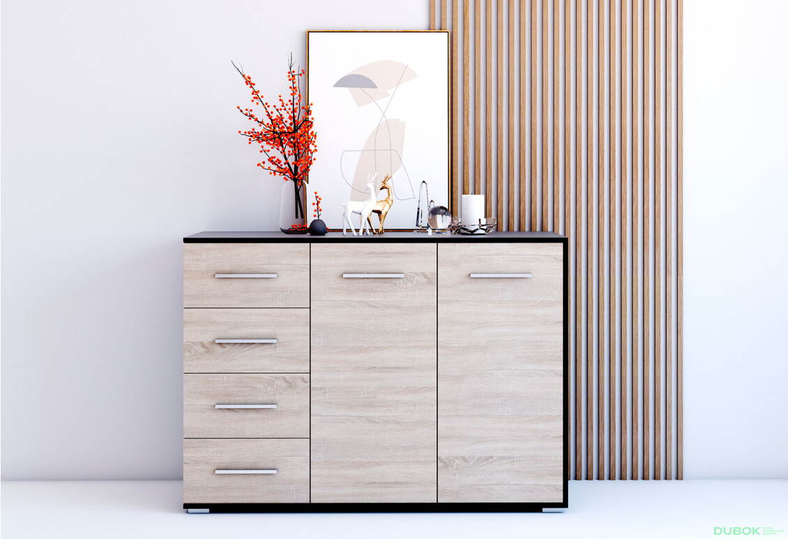 Fotografia 10 - Komoda Frida 01 135 2D4S čierna / dub sonoma