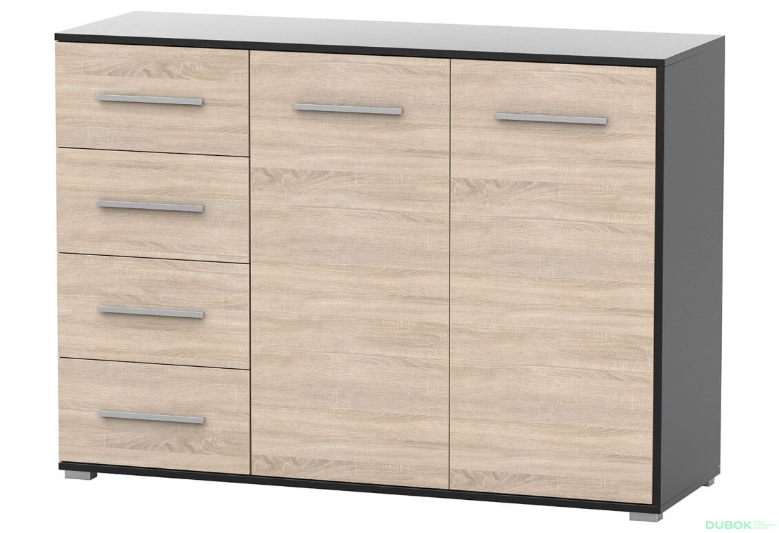 Fotografia 2 - Komoda Frida 01 135 2D4S čierna / dub sonoma