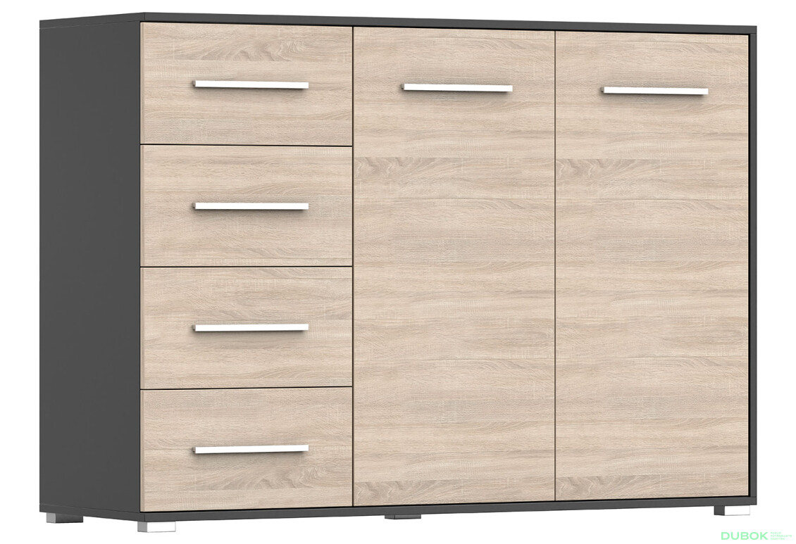 Fotografia 4 - Komoda Frida 01 135 2D4S čierna / dub sonoma