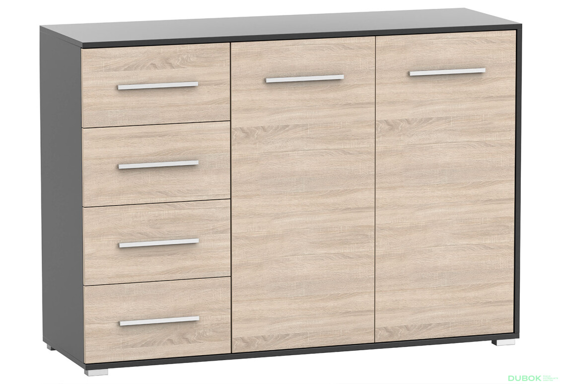 Fotografia 5 - Komoda Frida 01 135 2D4S čierna / dub sonoma