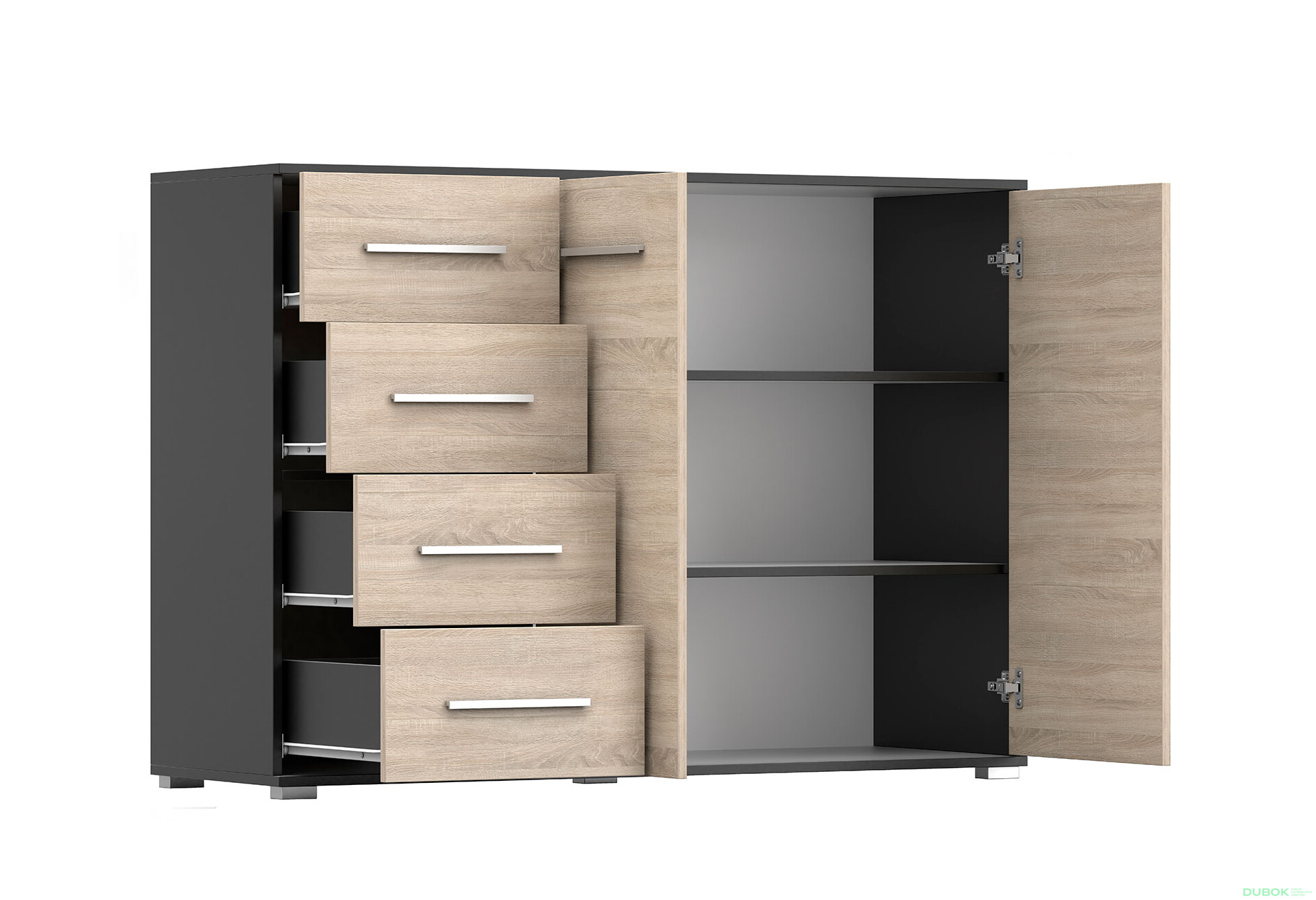 Fotografia 7 - Komoda Frida 01 135 2D4S čierna / dub sonoma