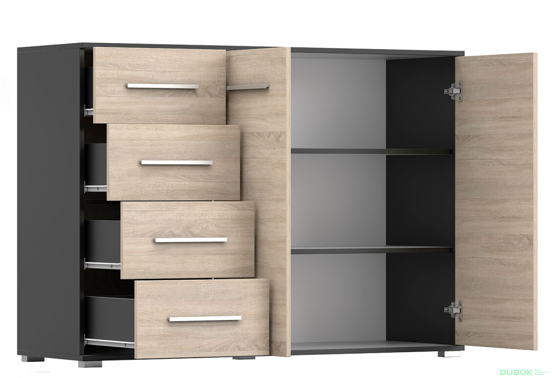 Fotografia 7 - Komoda Frida 01 135 2D4S čierna / dub sonoma