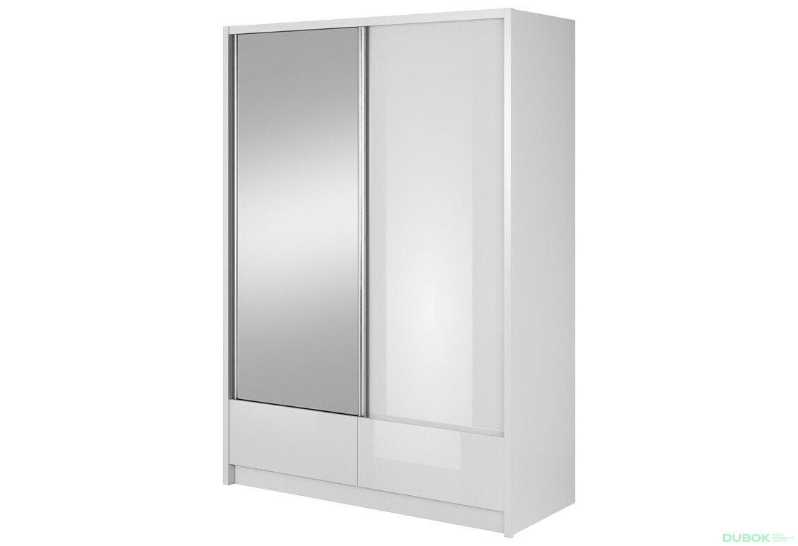 Skriňa Aria I 150 biely / biely lesk