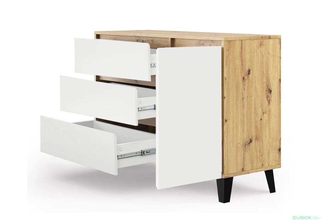 Fotografia 5 - Komoda Borg 1d3s dub artisan / biela