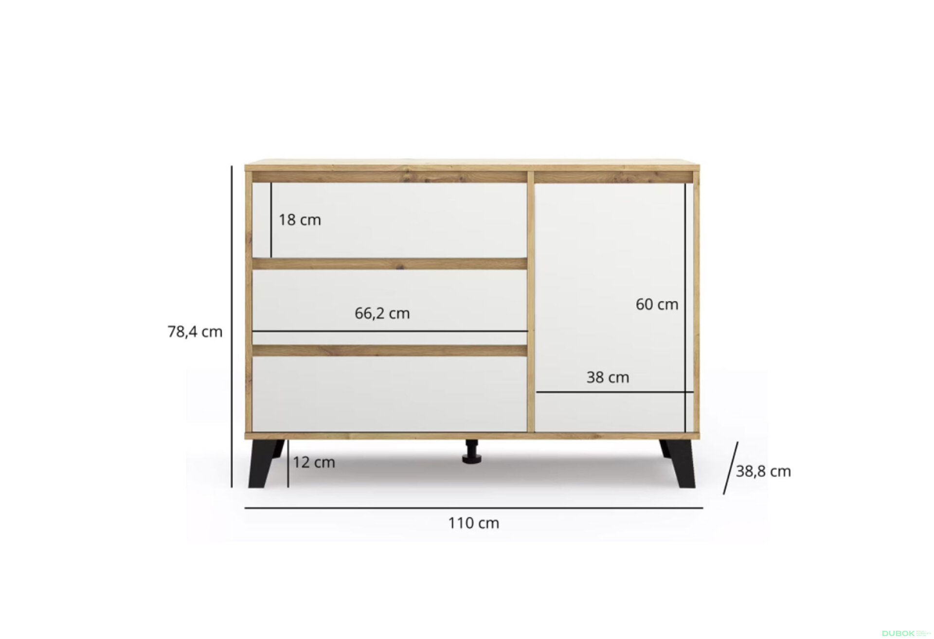 Fotografia 7 - Komoda Borg 1d3s dub artisan / biela