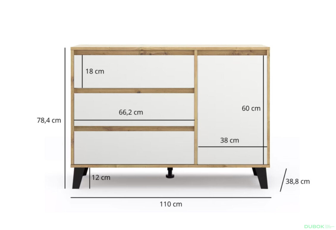 Fotografia 7 - Komoda Borg 1d3s dub artisan / biela