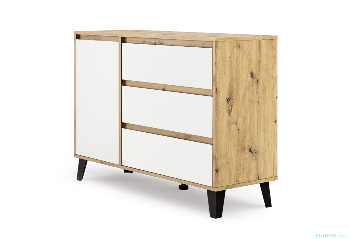 Fotografia 3 - Komoda Borg 1d3s dub artisan / biela